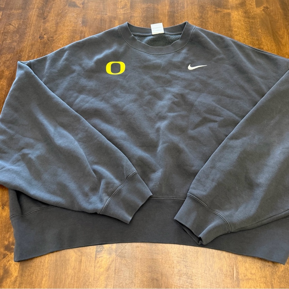 Nike Team Oregon Ducks Fleece Trend Crew Sweatshirt Women's Medium Gray
